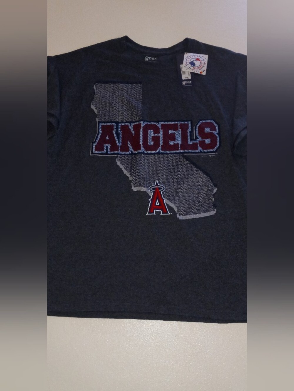 Gear For Sports Los Angeles Angels Dark Gray Tee with Red Logo